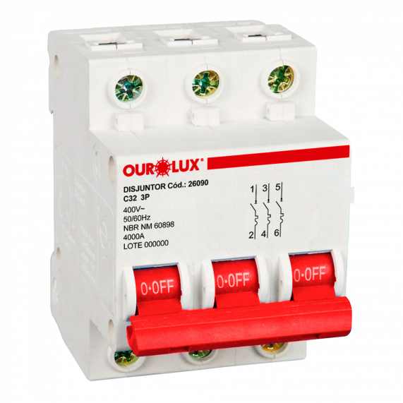 Disjuntor Tripolar 32A Tipo C 26090 Ourolux