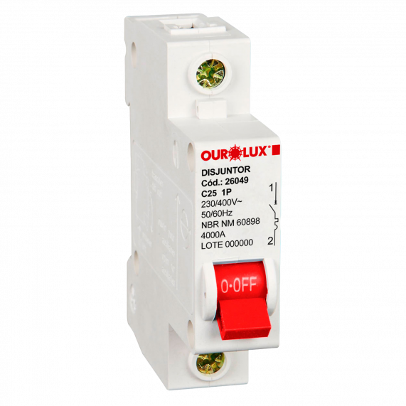 Disjuntor Unipolar 25A Tipo C 26049 Ourolux