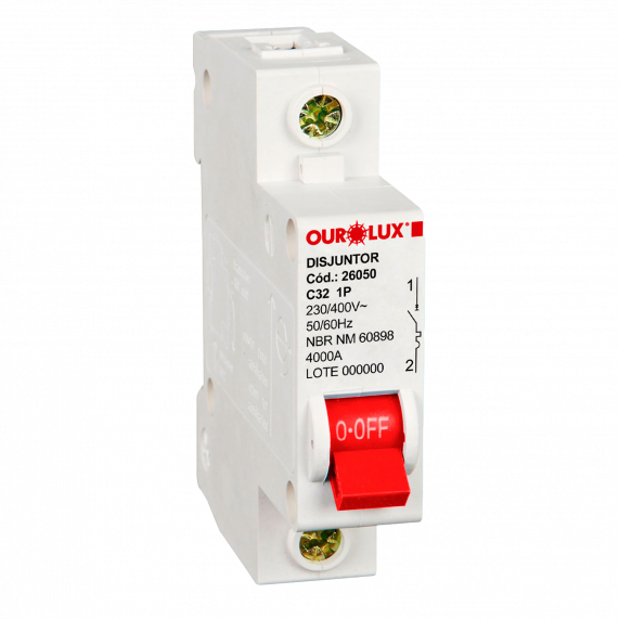 Disjuntor Unipolar 32A Tipo C 26050 Ourolux