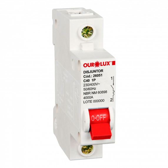 Disjuntor Unipolar 40A Tipo C 26051 Ourolux