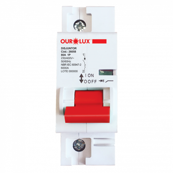 Disjuntor Unipolar 80A Tipo C 26058 Ourolux