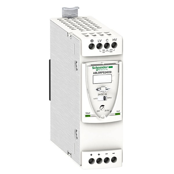 Fonte De Alimentação Chaveada Universal - 24 Vdc - 72 W - 3 A - 100/120/200/500 Vac - Mono/Bifásica ABL8RPS24030 SCHNEIDER
