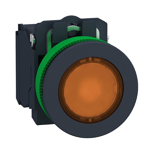 Botão Luminoso Faceado Ø30Mm Plástico, Retorno Por Mola, Laranja, Na+Nf, 230...240Vca XB5FW35M5 SCHNEIDER