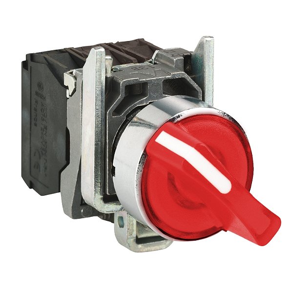 Comutador Luminoso Ø22Mm Metálico 2 Posições Fixas, Vemelho, Na+Nf, 24V XB4BK124B5 SCHNEIDER