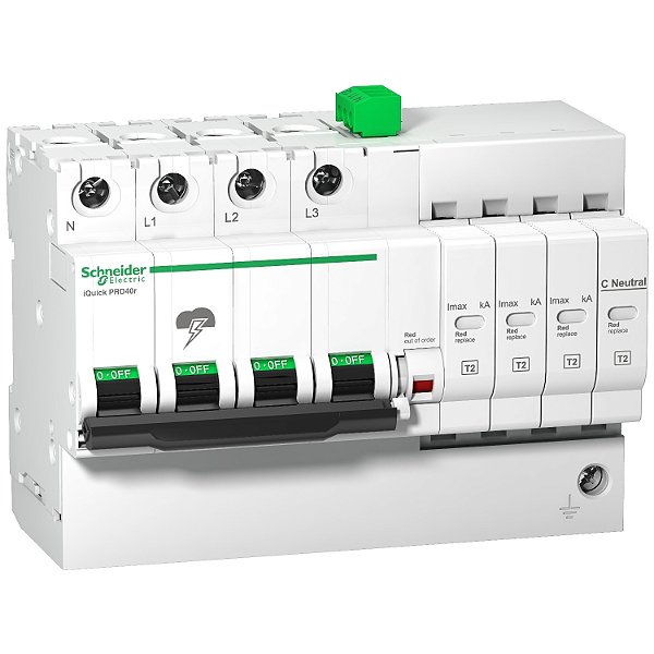 Protetor Surto Iquick Prd20R 20Ka 3P+N Cl Ii 340V C/ Contato De Sinaliz Remota A9L16297 SCHNEIDER