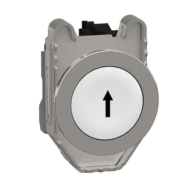 Push Button Flush Mounted, Metal, Whit,E Ø30, Spring Return, Marked Up Arrow, 1 No XB4FA3341 SCHNEIDER