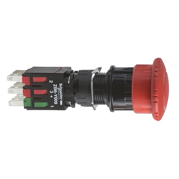 Botao 16Mm Plastico Emergencia Girar Destravar 1Na 2Nf XB6AS8349B SCHNEIDER