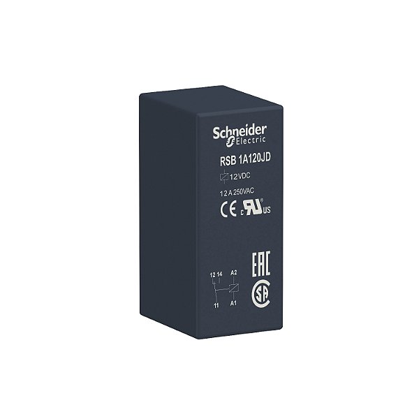 Relé De Interface, 12A, 1Naf, 12Vcc RSB1A120JD SCHNEIDER