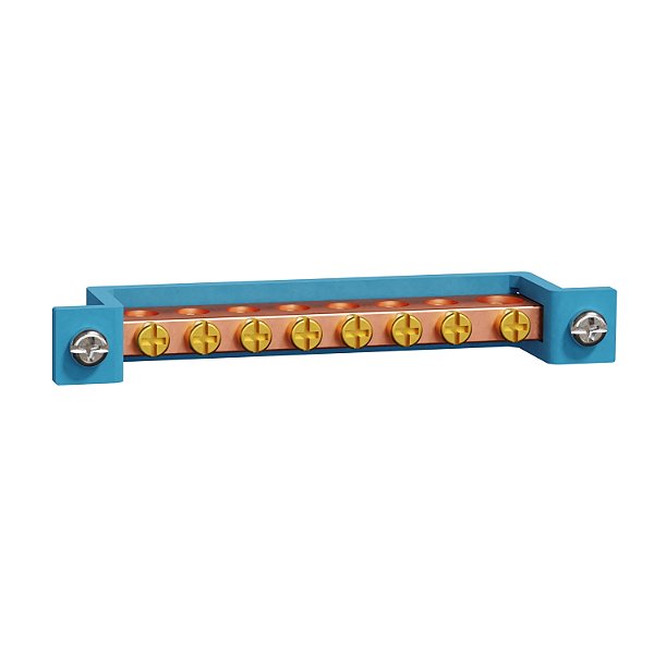 Easy9 - Neutral Busbar 8 Terminals For Enclosures Of 12/16 Ways - Blue Support EZ9E33B08N SCHNEIDER