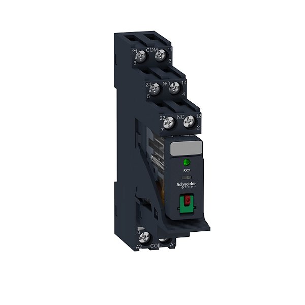 Interface Plug-In Relay Pre-Assembled, 5 A, 2 Co, Lockable Test Button, Led, Protection Module, 24 V Ac RXG22B7PV SCHNEIDER
