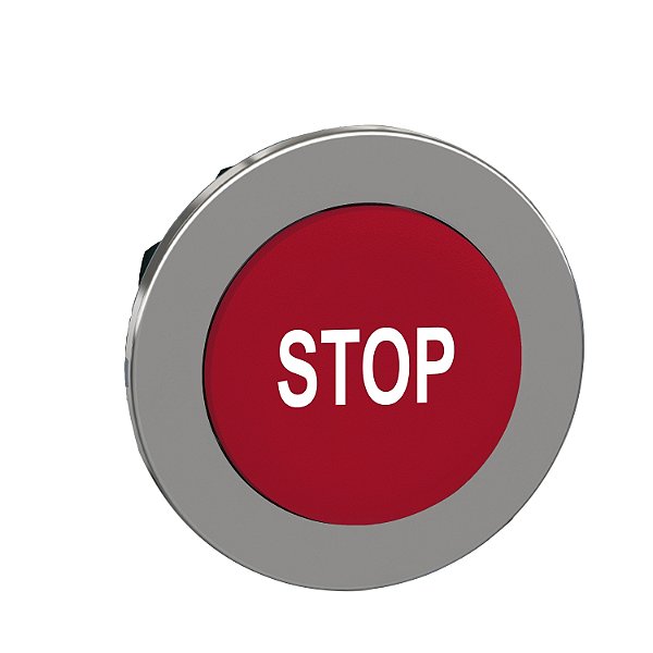 Flush Mounted Projecting Push Button Head, Metal, Red, Ø30, Spring Return, Marked Stop ZB4FL434 SCHNEIDER