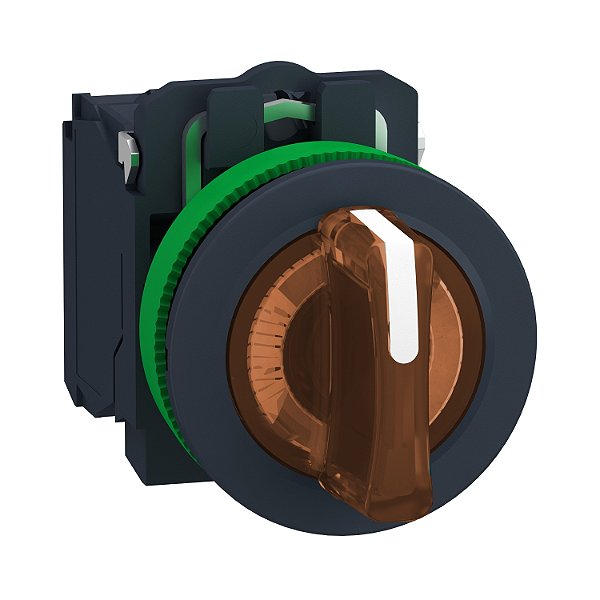 Comutador Luminoso Faceado Ø30Mm Plástico, 3 Posições Fixas, Laranja, Na+Nf, 24Vca/Cc XB5FK135B5 SCHNEIDER