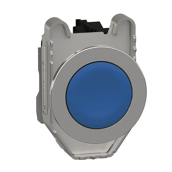 Push Button Flush Mounted, Metal, Blue, Ø30, Spring Return, Unmarked, 1 Nc XB4FA61 SCHNEIDER