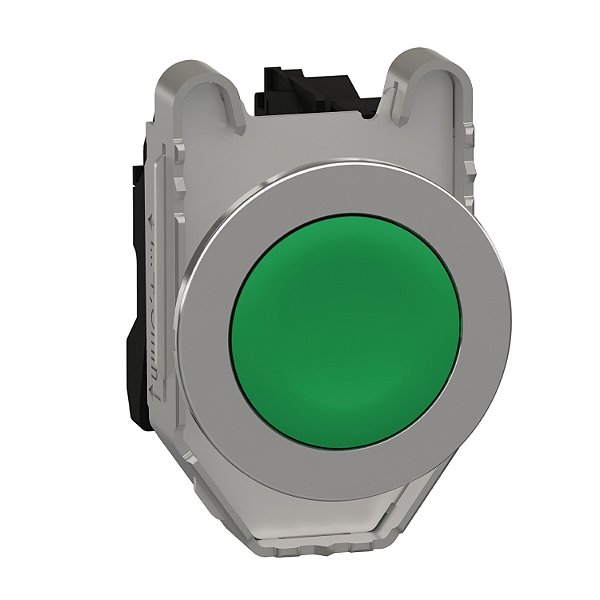 Push Button Flush Mounted, Metal, Green, Ø30, Spring Return, Unmarked, 1 No XB4FA31 SCHNEIDER
