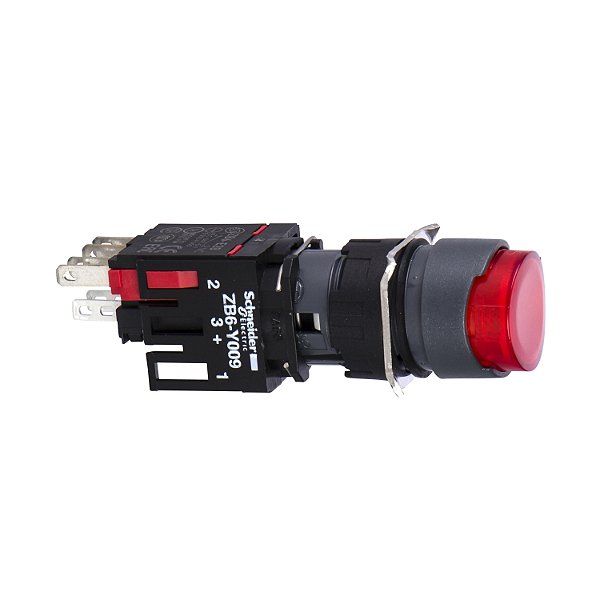 Botao 16Mm Plastico Luminoso Saliente Redondo 1Na 1Nf Vermelho XB6AE4B5B SCHNEIDER