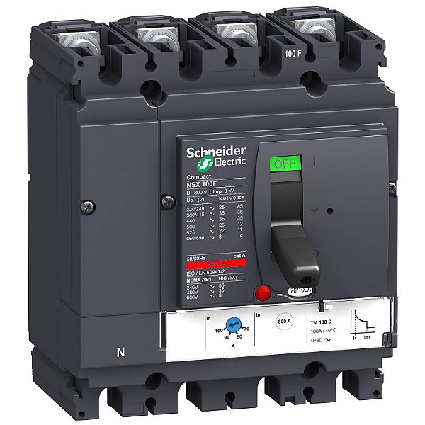 Disjuntor Nsx100F Tm80D 4P4D LV429651 SCHNEIDER