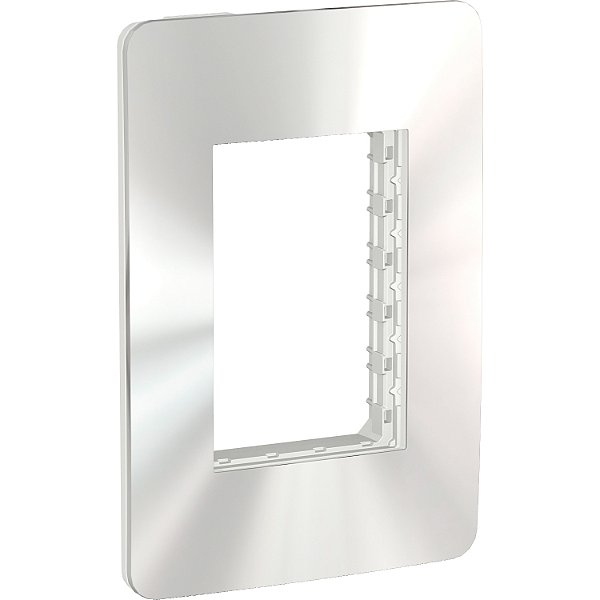 Orion - Cover & Fixing-Frame 4X2 - 3 Modules - White / Chrome Gloss S737103425 SCHNEIDER