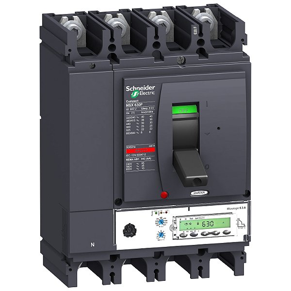 Circuit Breaker Compact Nsx630N, 50 Ka At 415 Vac, Micrologic 5.3 A Trip Unit 630 A, 4 Poles 4D LV432900 SCHNEIDER