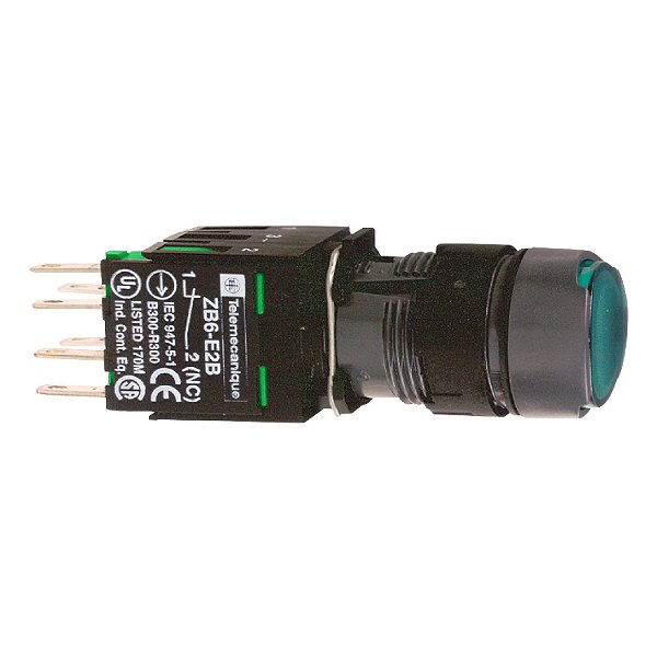 Botao 16Mm Plastico Luminoso Com Retencao Redondo Verde 1Na XB6AF3B1B SCHNEIDER