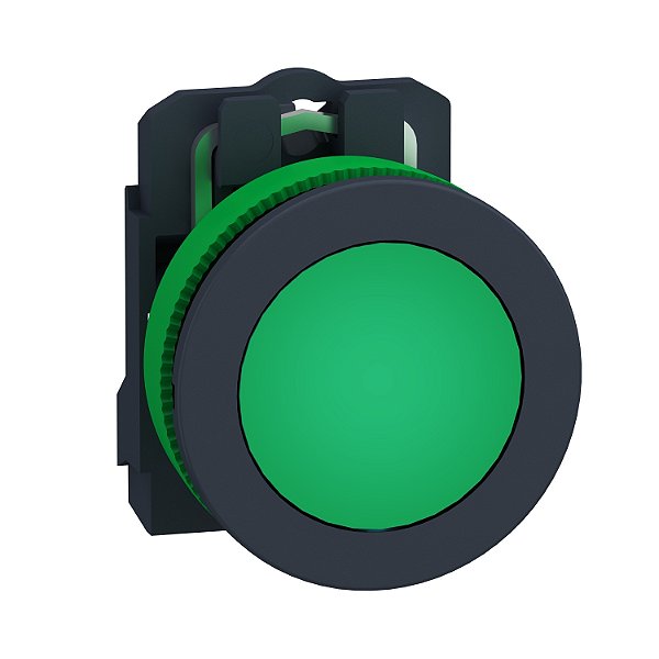 Sinalizador Monobloco Faceado Ø30Mm Plástico, Led De Alto Brilho, Verde, 110...120Vca XB5FVG3 SCHNEIDER