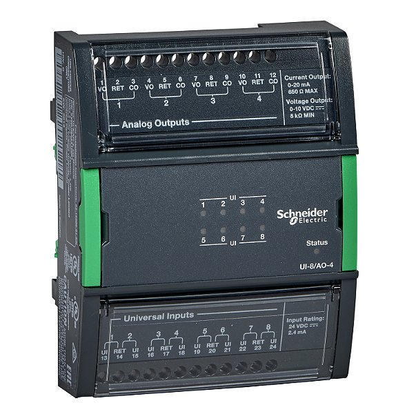 Módulo De Expansão Smartx Ui-8/Ao-4 - 8 Entradas Universais - 4 Saídas Analógicas (0-10Vdc Ou 0-20Ma) SXWUI8A4X10001 SCHNEIDER