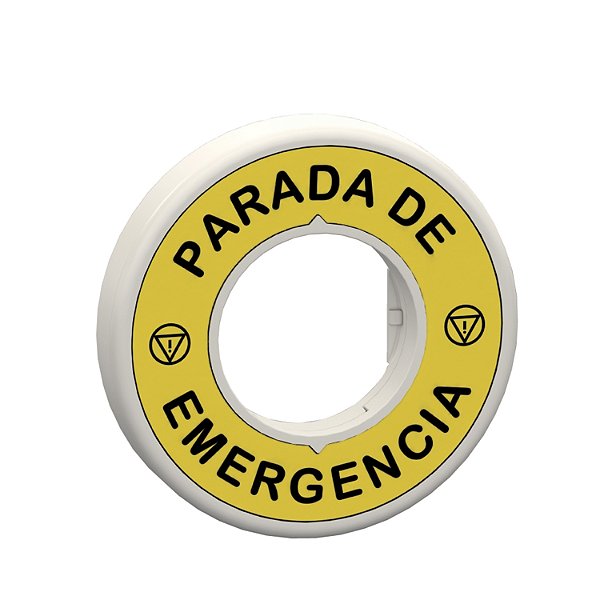 Etiqueta Luminosa Ø60Mm, Plástica, Amarela, Led Vermelho, Gravação Parada De Emergencia, 230...240Vca ZBY9W2M430 SCHNEIDER