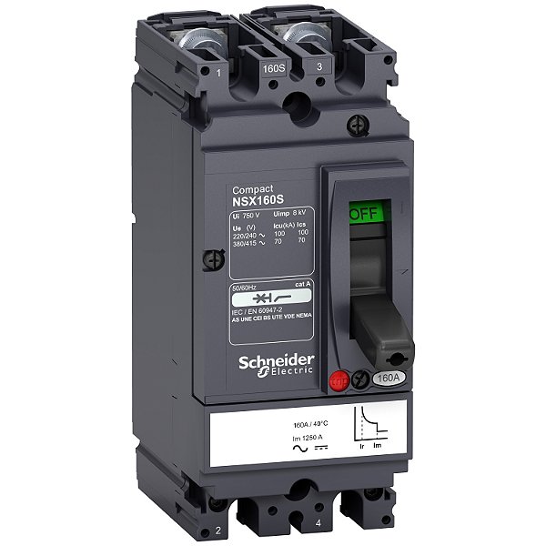 Circuit Breaker Compact Nsx160S - Tmd - 160 A - 2 Poles 2D LV438720 SCHNEIDER