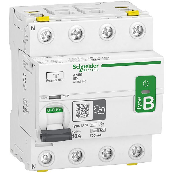 Acti9 Iid - Residual Current Circuit Breaker - 4P - 40A - 500Ma - B-Si Type A9Z66440 SCHNEIDER