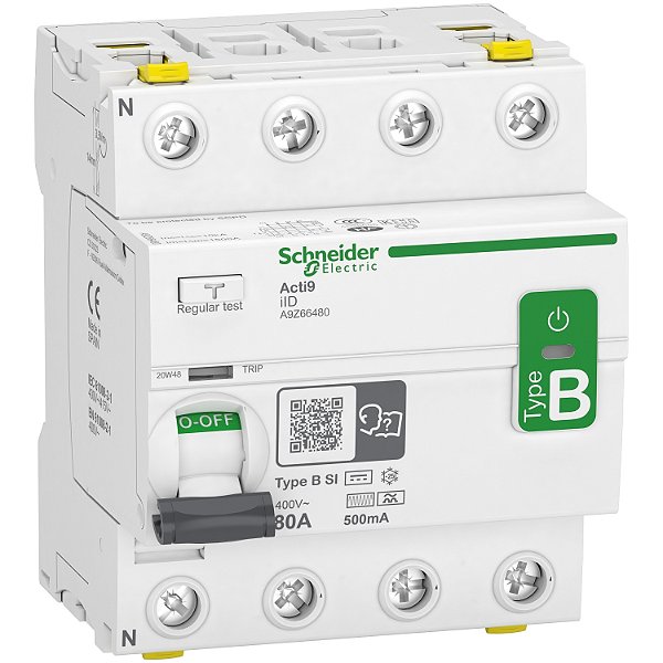 Acti9 Iid - Residual Current Circuit Breaker - 4P - 80A - 500Ma - B-Si Type A9Z66480 SCHNEIDER