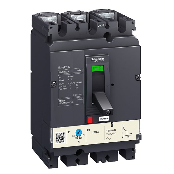 Circuit Breaker Easypact Cvs100B, 25 Ka At 415 Vac, 32 A Rating Thermal Magnetic Tm-D Trip Unit, 3P 3D LV510302 SCHNEIDER