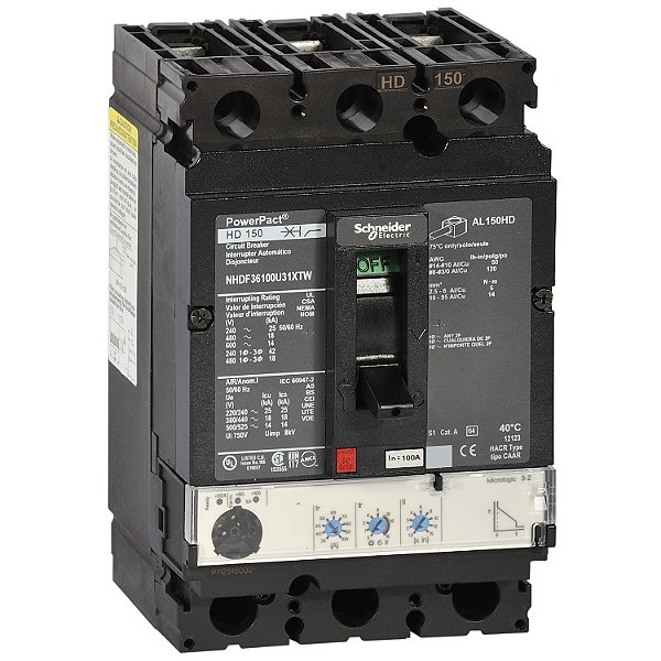 Powerpact Multistandard - H-Frame - 150 A - 65 Ka - Micrologic 3.0 Trip Unit NHGF36150U31XTW SCHNEIDER