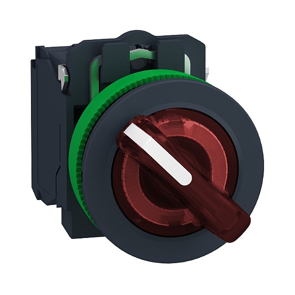 Comutador Luminoso Faceado Ø30Mm Plástico, 2 Posições Fixas, Vermelho, Na+Nf, 24Vca/Cc XB5FK124B5 SCHNEIDER