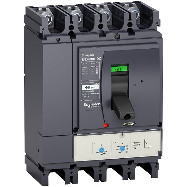 Circuit Breaker Compact Nsx600F Dc, 36 Ka At 750 Vdc,Tm-Dc Trip Unit, 600 A Rating, 4 Poles LV438264 SCHNEIDER