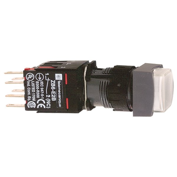 Botao 16Mm Plastico Luminoso Quadrado Saliente 1Na 1Nf Branc XB6CE1B5B SCHNEIDER