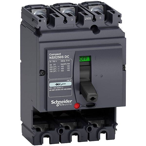 Circuit Breaker Basic Frame, Compact Nsx250S Dc, 100 Ka At 750 Vdc, 250 A, Without Trip Unit, 3 Poles LV438218 SCHNEIDER