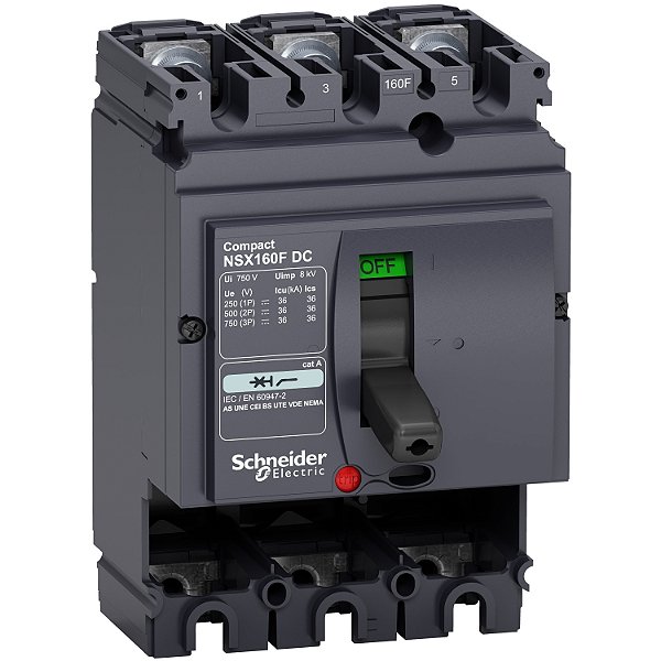Circuit Breaker Basic Frame, Compact Nsx160F Dc, 36 Ka At 750 Vdc, 160 A, Without Trip Unit, 3 Poles LV438103 SCHNEIDER