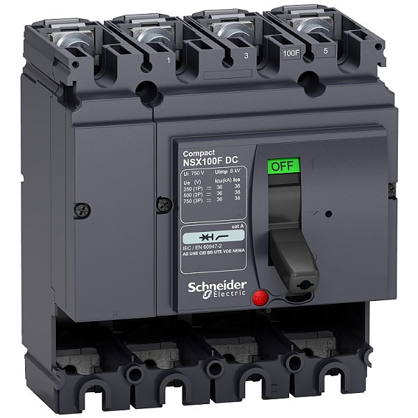 Circuit Breaker Basic Frame, Compact Nsx100F Dc, 36 Ka At 750 Vdc, 100 A, Without Trip Unit, 4 Poles LV438008 SCHNEIDER