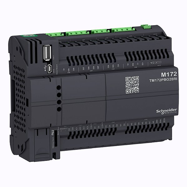 Controlador Lógico Programável Sem Display - 8 Entradas / 8 Saídas Digitais + 8 Entradas / 4 Saídas Analógicas - Ethernet - 24 Vdc TM172PBG28RI SCHNEIDER