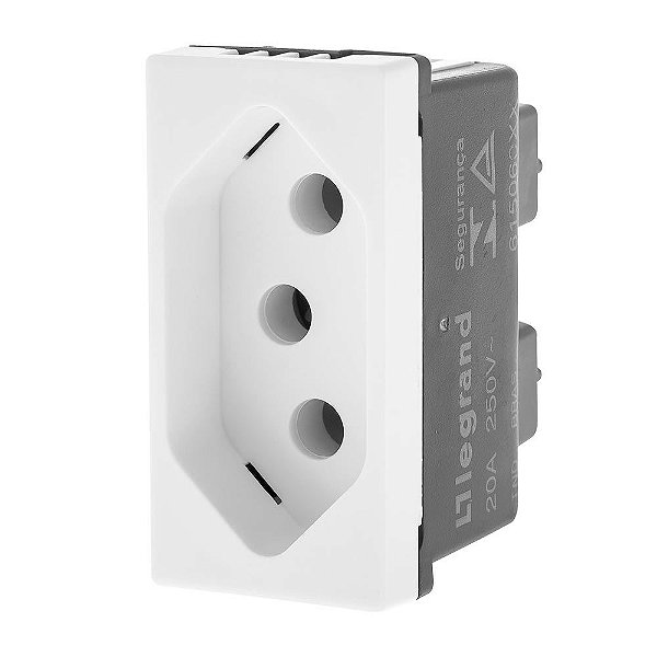 Tomada 2P+T 10A 250V Borne Automatico 1M Branca Plus + 615038BC Pial