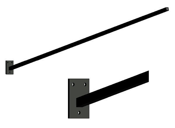 Suporte para refletor, base plana, 3 furos de fixação, inclinação de 15º 60cm