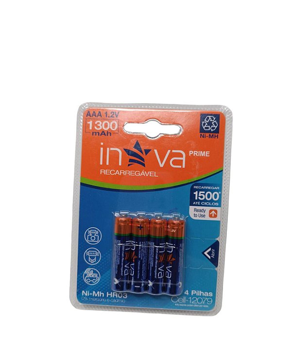 CELL-12079 PILHA RECARREGÁVEL AAA 4 PILHAS INOVA