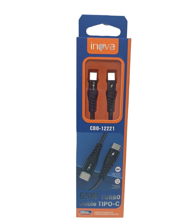 CBO-12221 CABO TURBO DOBLE TIPO C 65W 1M INOVA