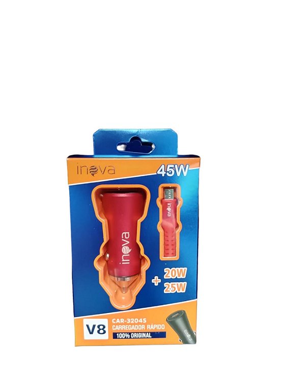 CAR-3204S CARREGADOR VEICULAR V8 45W INOVA