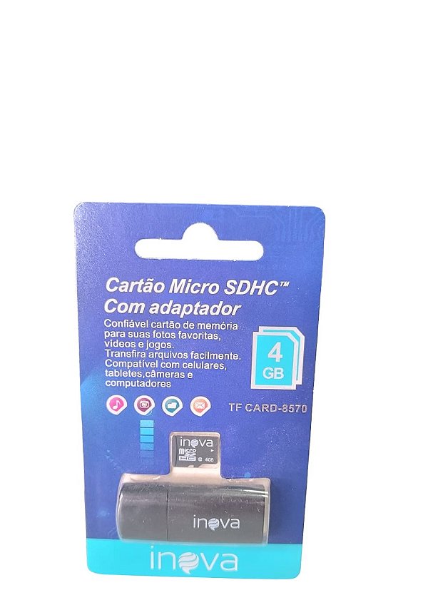CARD-8570 CARTÃO MICRO SD COM ADAPTADOR 4GB INOVA