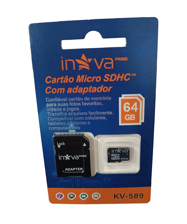 KV-589 CARTÃO MICRO SD COM ADAPTADOR 64GB INOVA PRIME