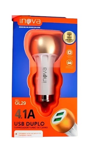 GL29 CARREGADOR VEICULAR USB 2 ENTRADAS 4.1 INOVA