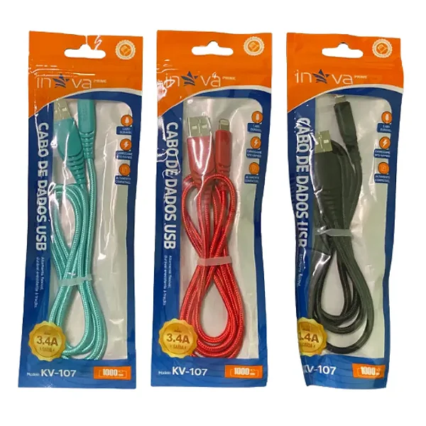 KV-107 CABO USB SACOLA 3.4A 1M INOVA PRIME
