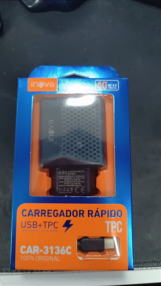 CAR-3136C CARREGADOR USB+TPC TIPO C INOVA