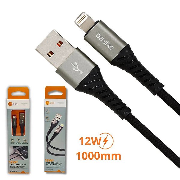 BA-CBO102 CABO USB PARA LIGHTNING 1MTS 12W BASIKE