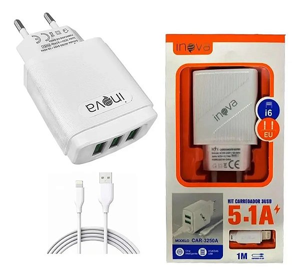 CAR-3248A CARREGADOR USB IPHONE 5.1A INOVA